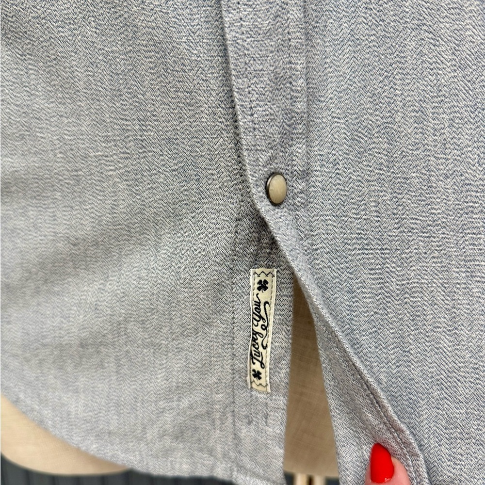 Lucky Brand Gray Herringbone Western Snap Shirt Size Small, Western Button Down - Picture 6 of 10
